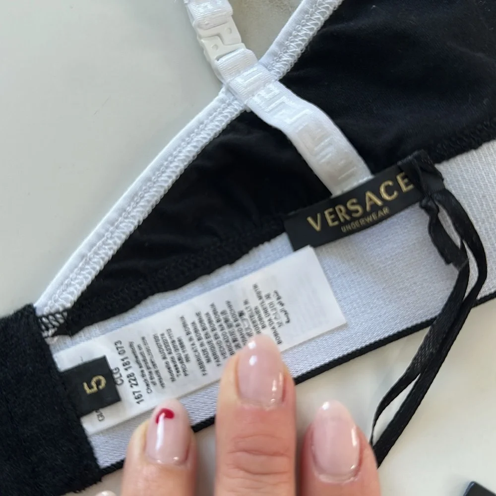 NWT VERSACE Black and White Triangle Bralette Bra Size XL Triangle Bra Cotton - Picture 4 of 12